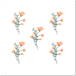 peach floral pattern Posters and Art